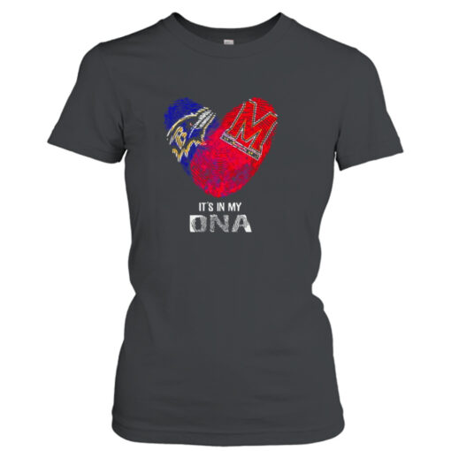 Baltimore Ravens And Maryland Terrapins Heart It’s In My Dna 2023 T-shirt T-Shirt Hoodie