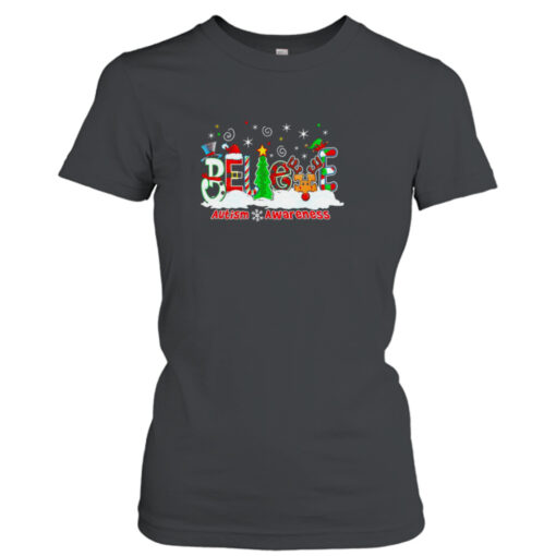 Believe autism awareness Christmas shirt T-Shirt Hoodie