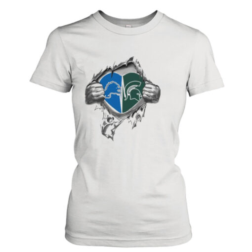 Blood Inside Me Detroit Lions And Michigan State Spartans 2023 shirt T-Shirt Hoodie