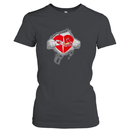 Blood Inside Me Kansas City Chiefs And St. Louis Cardinals It’s In My Heart T- T-Shirt Hoodie