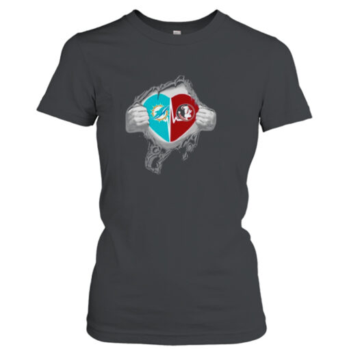 Blood Inside Me Miami Dolphins And Florida State Seminoles It’s In My Heart T- T-Shirt Hoodie