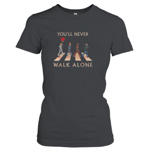 Horror Movies Characters Abbey Road You’ll Never Walk Alone Halloween 2023 T-shirt T-Shirt Hoodie