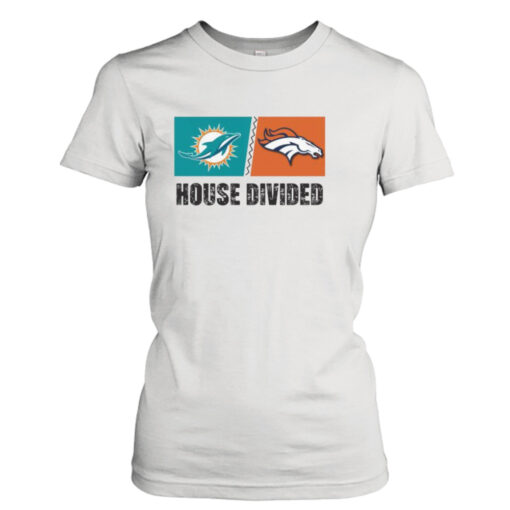 Miami Dolphins vs Denver Broncos House Divided  T-Shirt Hoodie