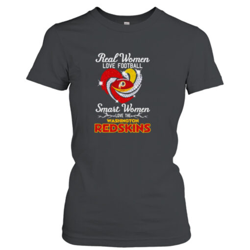 Real women love football smart women love the Washington Redskins diamond heart shirt T-Shirt Hoodie