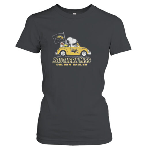 Snoopy And Woodstock Driver Car Southern Miss Golden Eagles T-shirt T-Shirt Hoodie