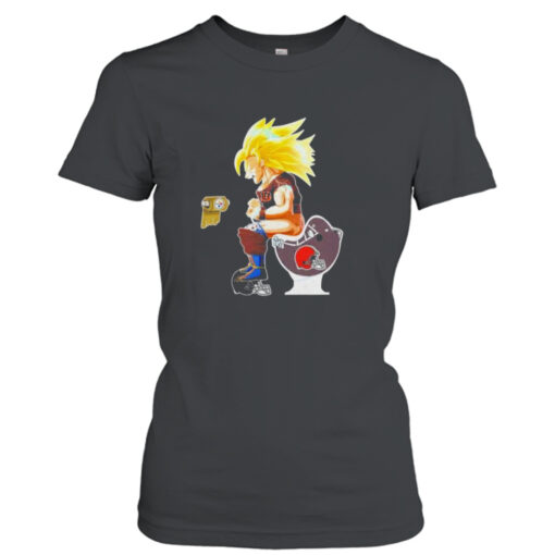 Son Goku Cincinnati Bengals Shitting On Toilet Cleveland Browns And Other Teams 2023 shirt T-Shirt Hoodie