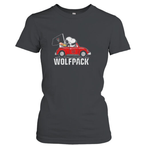 The Peanuts Snoopy And Woodstock On Car Wolfpack Football 2023 T-shirt T-Shirt Hoodie