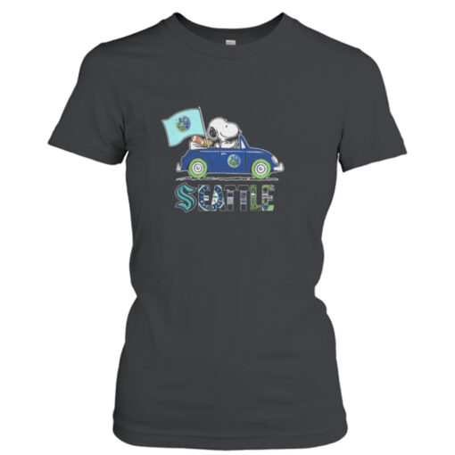 The Peanuts Snoopy And Woodstock Seattle Sports Teams On Car 2023 T-shirt T-Shirt Hoodie