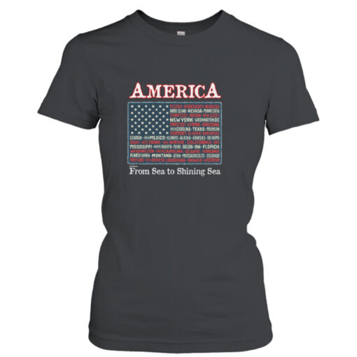 Us States Names As Part Of American Flag Art shirt T-Shirt Hoodie