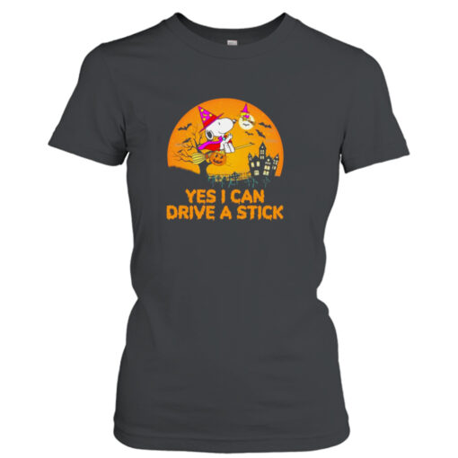 Witch Snoopy and Woodstock Yes I Can Drive a Stick Halloween 2023 shirt T-Shirt Hoodie