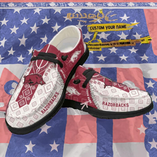 Arkansas Razorbacks Custom Name Native American Pattern HD Shoes hot