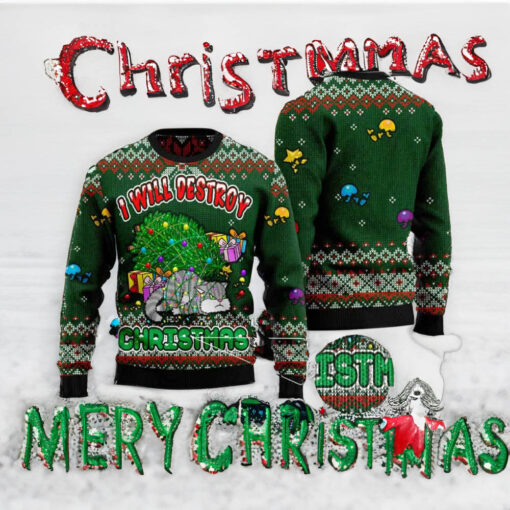 Cat I Will Destroy Christmas 2023 Ugly Sweater