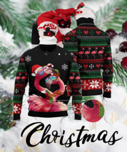 Flamingo Couple Ugly Christmas 2023 Sweater