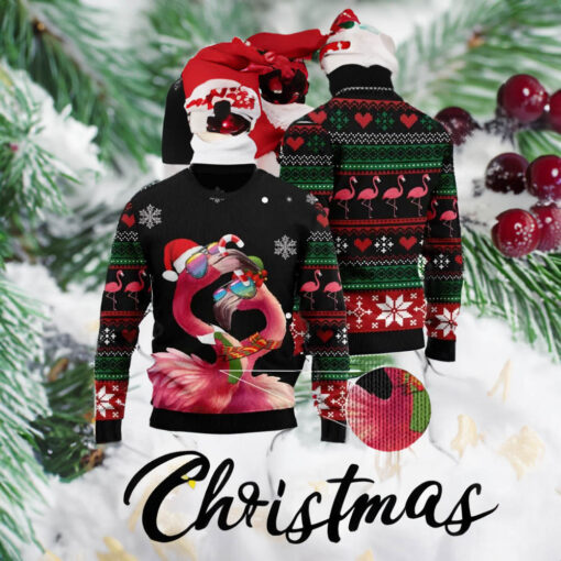 Flamingo Couple Ugly Christmas 2023 Sweater