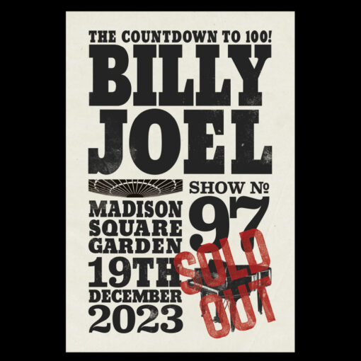 Billy Joel 12-19-23 New York, NY MSG Event Poster