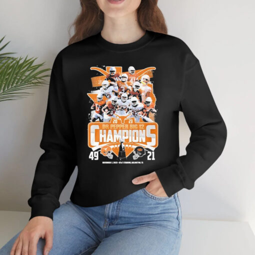 Texas Longhorns Team 2023 Dr Pepper Big 12 Champions 49 21 Oklahoma State T-Shirts