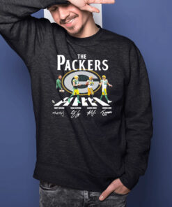 The Packers Abbey Road Matt Lafleur Sean Clifford Aaron Rodgers And Jordan Love Signatures T-Shirts