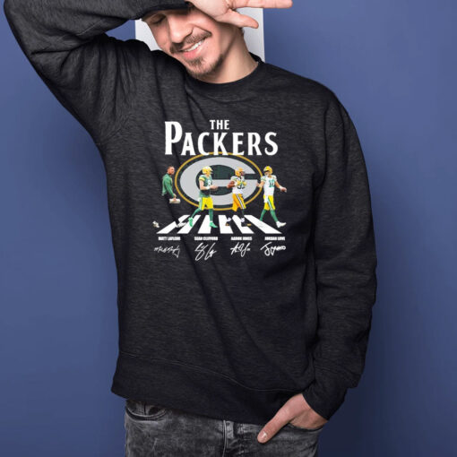 The Packers Abbey Road Matt Lafleur Sean Clifford Aaron Rodgers And Jordan Love Signatures T-Shirts