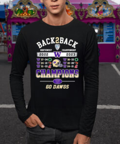 Washington Huskies Back 2 Back Pac-12 Champions Go Dawgs TShirt