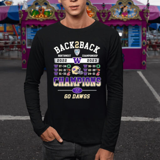 Washington Huskies Back 2 Back Pac-12 Champions Go Dawgs TShirt