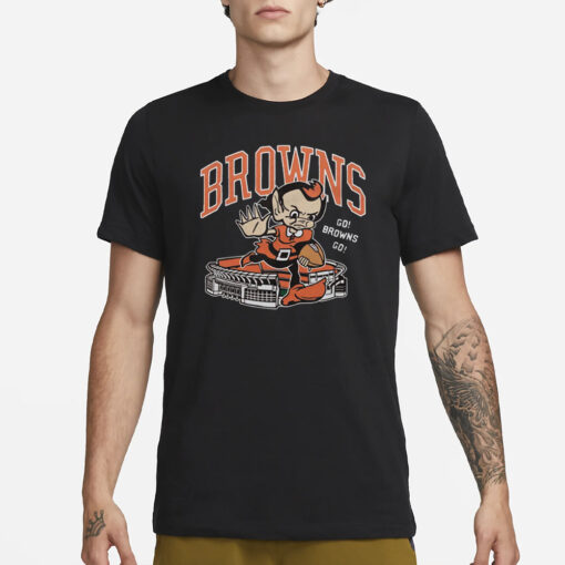 Browns Brownie Stiff Arm Stadium T-Shirt3