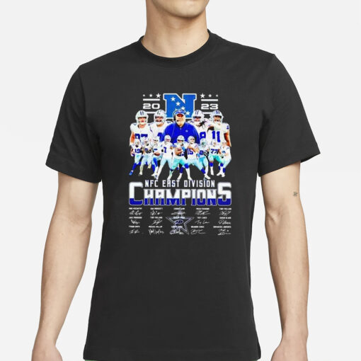 Cowboys 2023 NFC East Division Champions Signatures T-Shirt