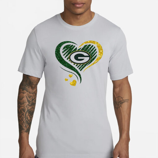Rhinestone Packers Heart T-Shirts